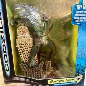 Vintage 1998 Godzilla Reptile Toy Bank - Green and Black